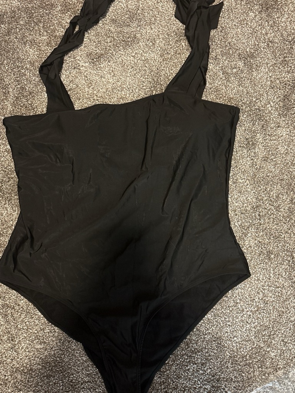 SHEIN Black One-Piece Swimsuit with Twisted Straps